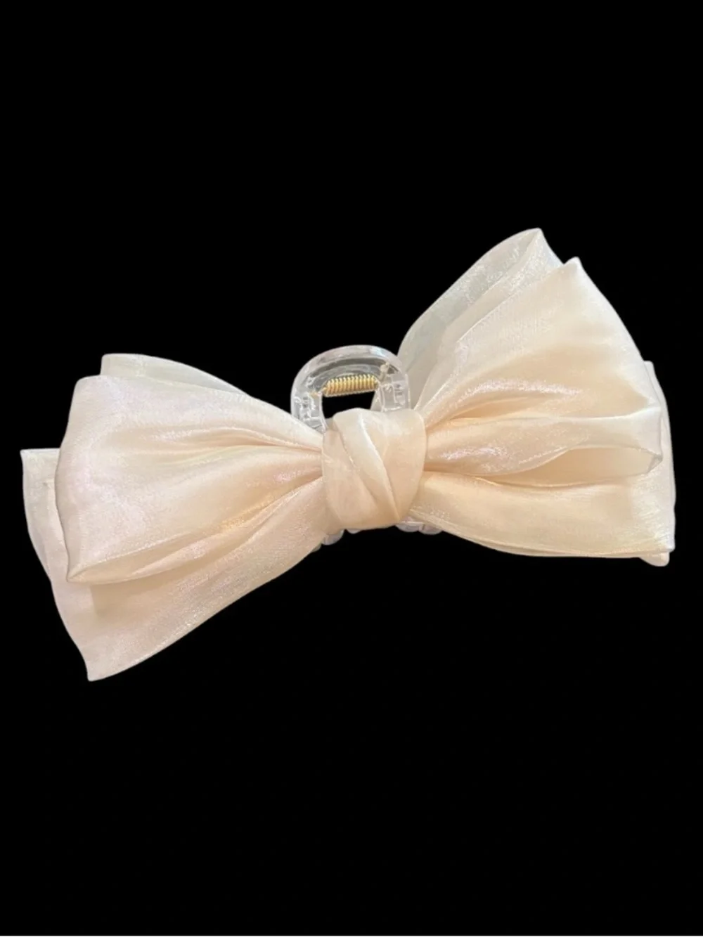 Cream Silky Bow Claw Clip NWOT